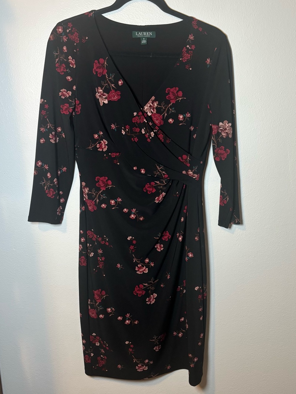 Lauren Ralph Lauren Cleora Black and Red Floral Cocktail Dress